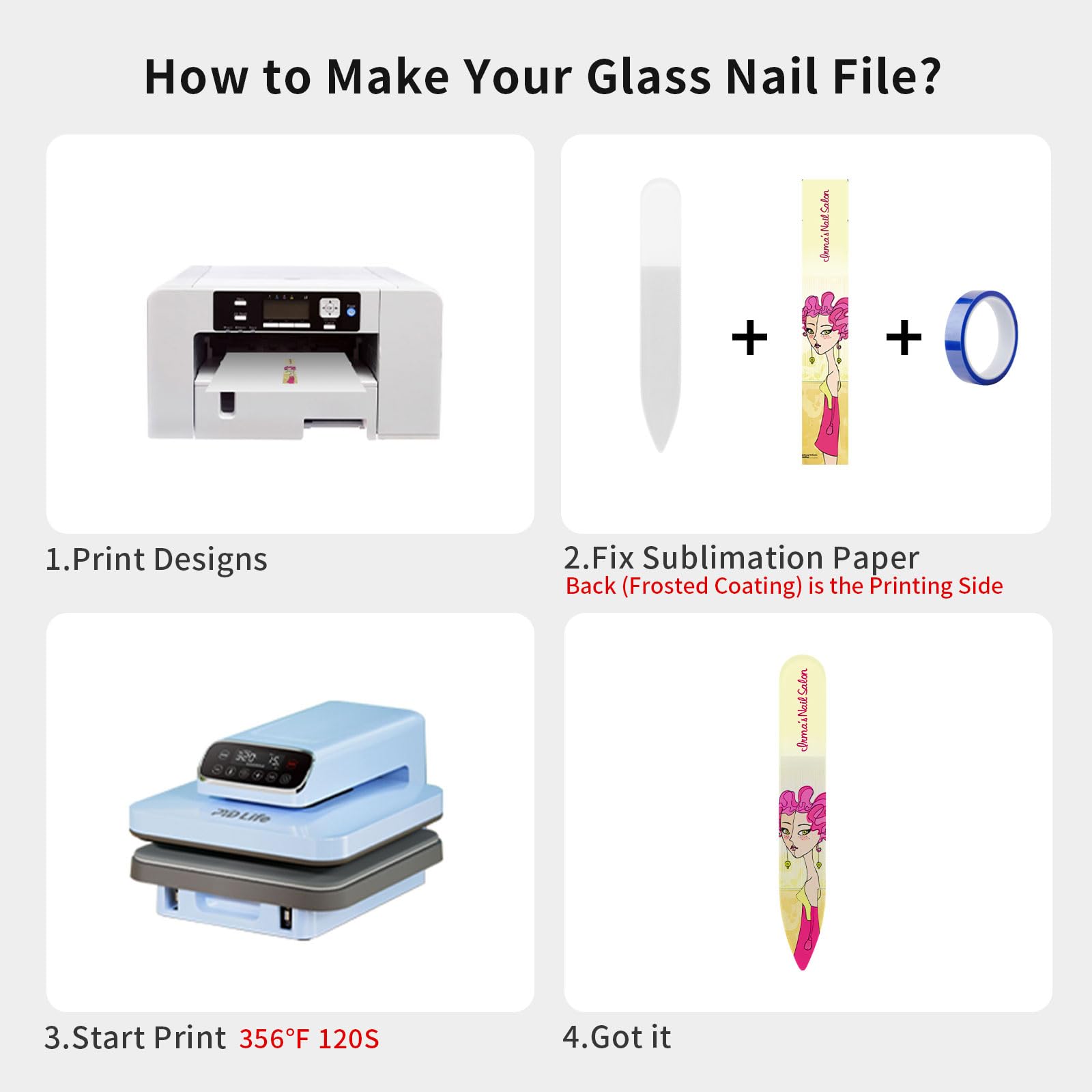Wholesale Sublimation Glass Nail File Blanks,Mixed Nail Filer Nano Glass Reusable Crystal Nail File for Natural Nails,Customable Nail Filer for for Heat Press Machine Printing 24 Pack