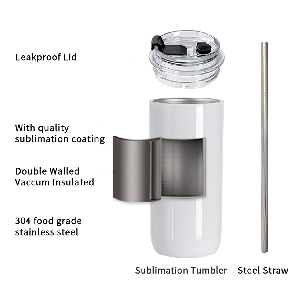 Wholesale Sublimation Coffee to Go Tumbler White with Screw Lid and Metal  Straw 17 OZ 24 Pack