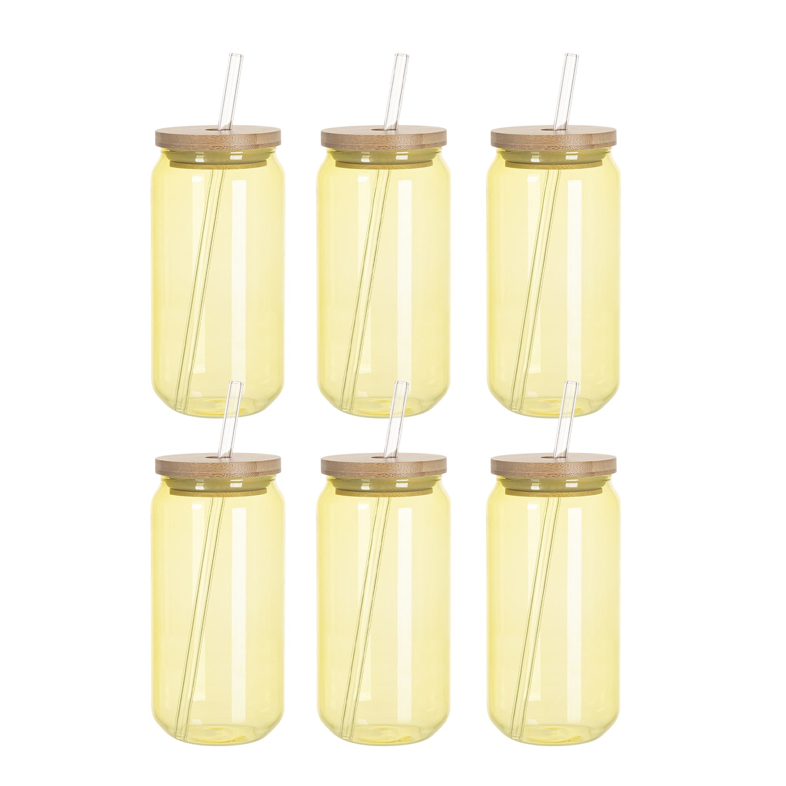 Sublimation Glass Beer Can Frosted White or Clear with Bamboo Lid and Glass  Straw 18 OZ 6 Pack – PYD LIFE