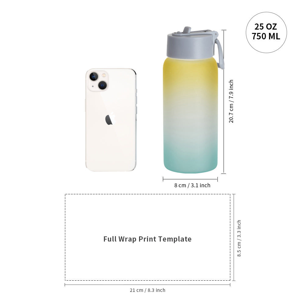 25oz/750ml Frosted Glass Bottle w/ Bamboo Lid (Light Blue)  PYD Life -  Stainless Steel Bottles,Tumblers,Mugs & Custom Print