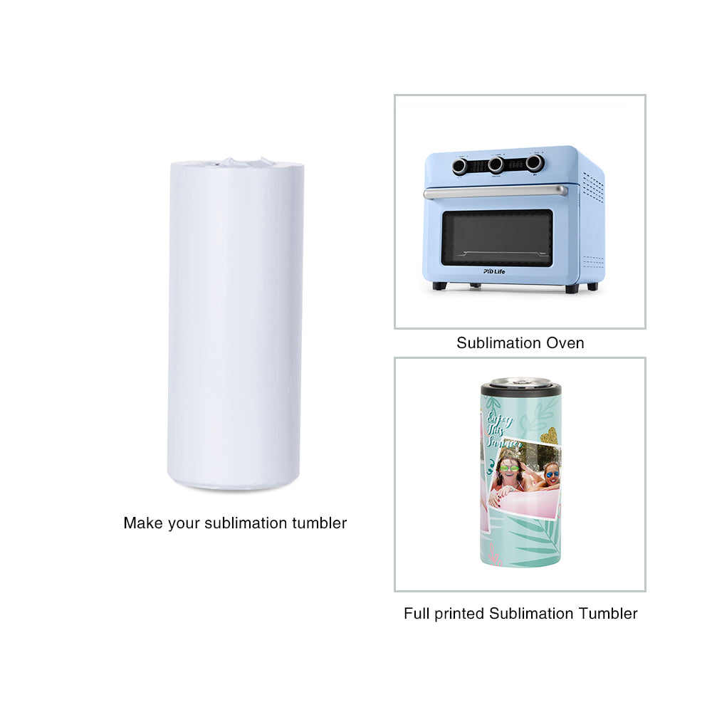 White Stainless Steel Sublimation Skinny Can Cooler - 12oz.