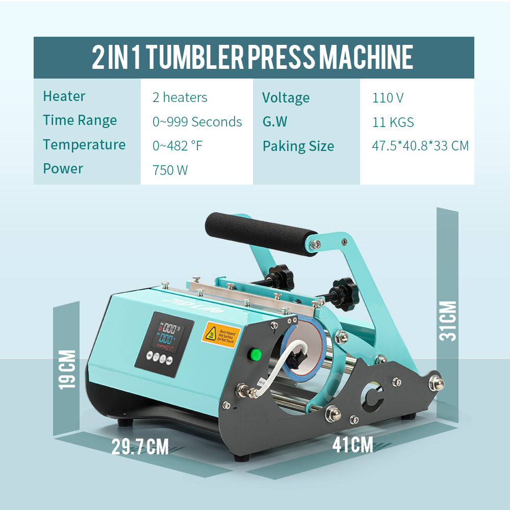 PYD Life PLMP40MG-2 2 in 1 Tumbler Machine 110 V Baby Blue Mug Heat Press