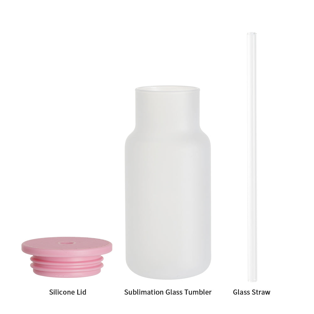 Sublimation Glass Tumbler with Bamboo Lid and Metal Straw 22 oz 4
