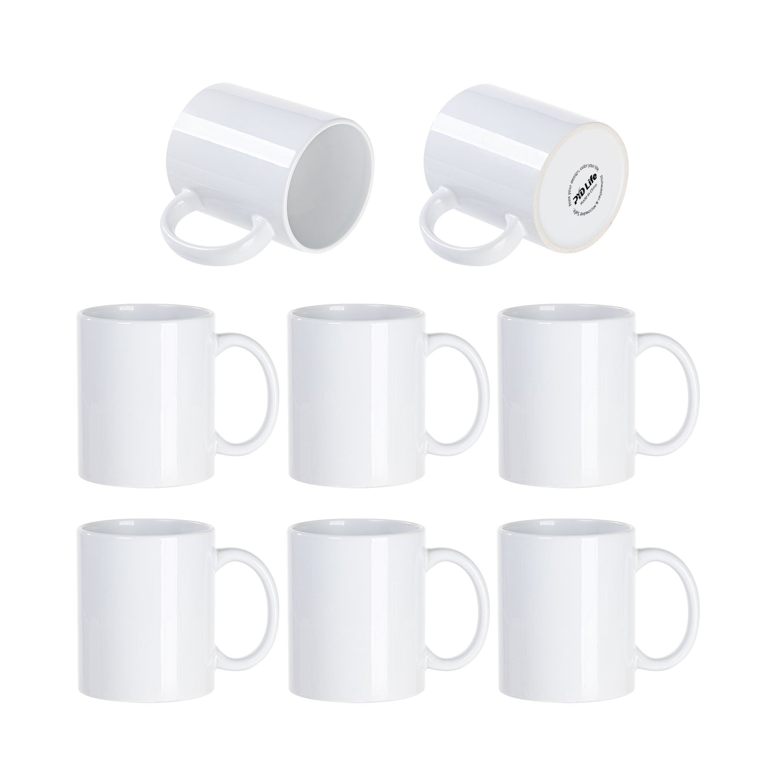  AGH 16pcs 11 Oz Sublimation Mugs Blank, White Coffee Ceramic  Mugs Bulk, 11oz Plain Mug Cups for Sublimation with Stainless Steel Spoon &  Black Ceramic Lid For Coffee, Soup, Tea, Milk