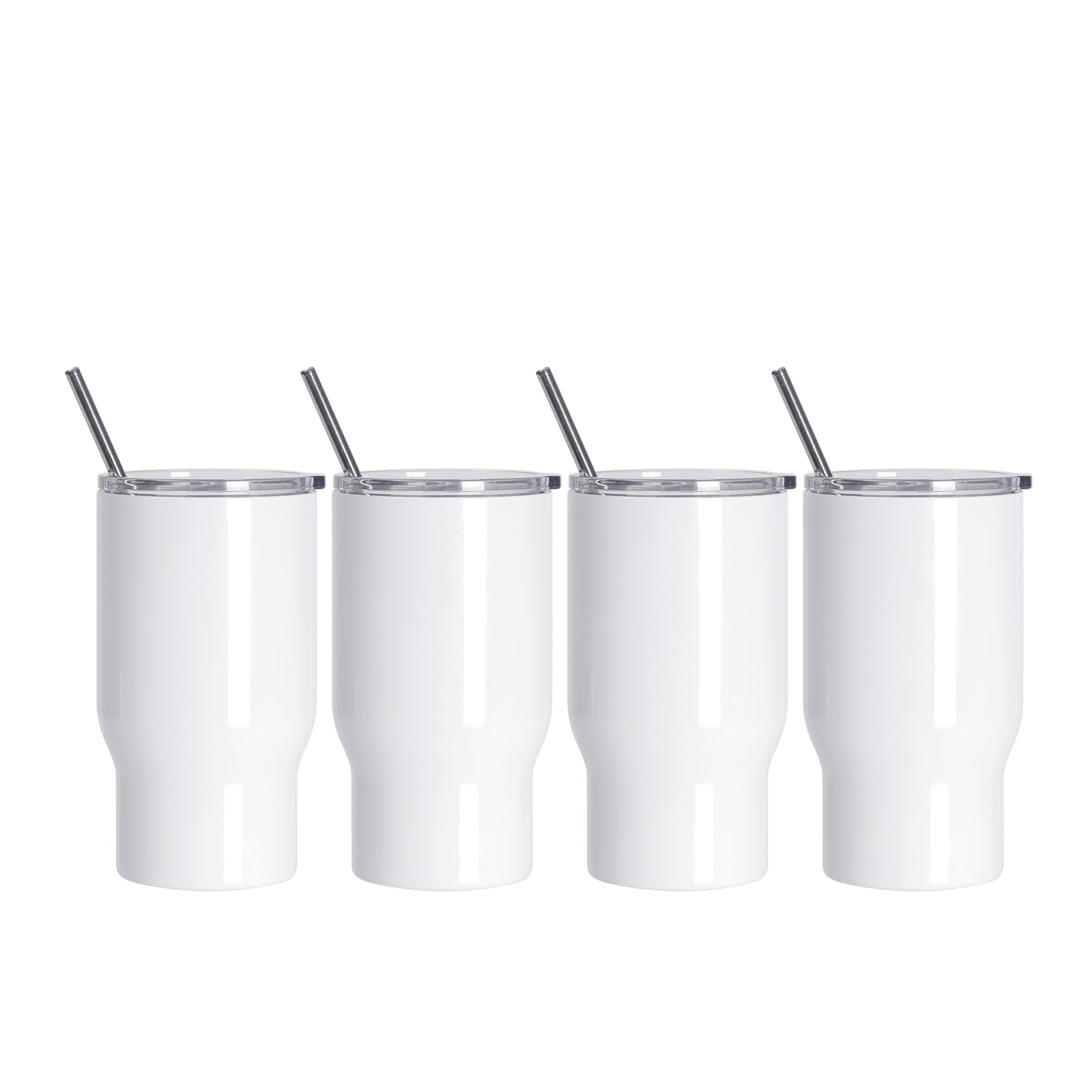 Sublimation Travel Tumblers White with Handle, Metal Straw and Screw Top Leak-Proof Slide Lid 30 oz 4 Pack