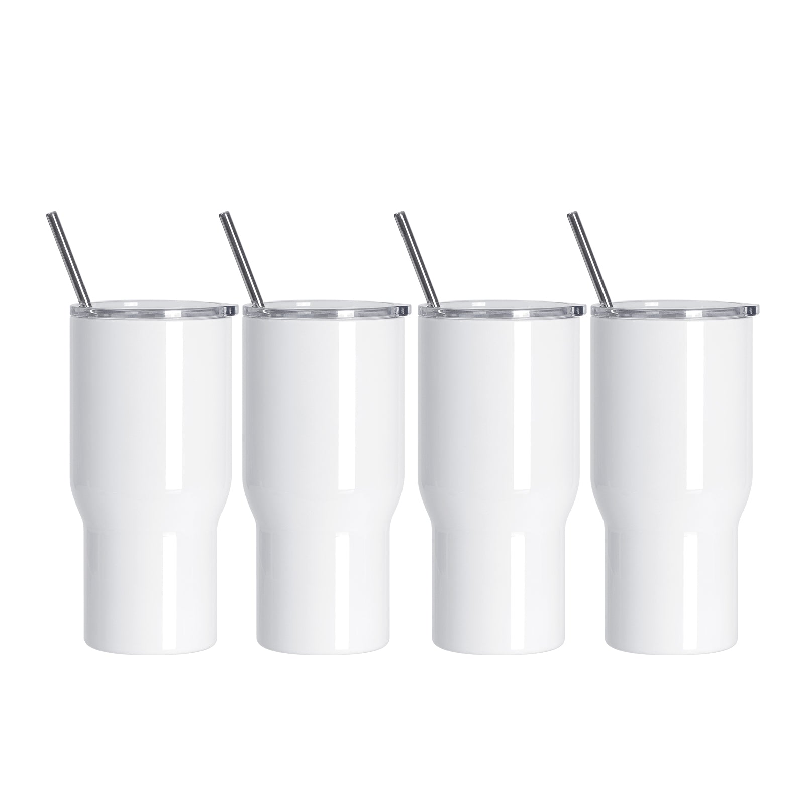 Sublimation Skinny Straight Tumbler White with Metal Straw and Slide Lid 20 oz 24 Pack