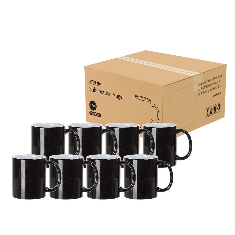 PYD Life 8 Pack Sublimation Mugs Blanks 11 oz Gray Marble Texture Coffee Mugs Ceramic Photo Cups Bulk for Cricut Mug Press Print