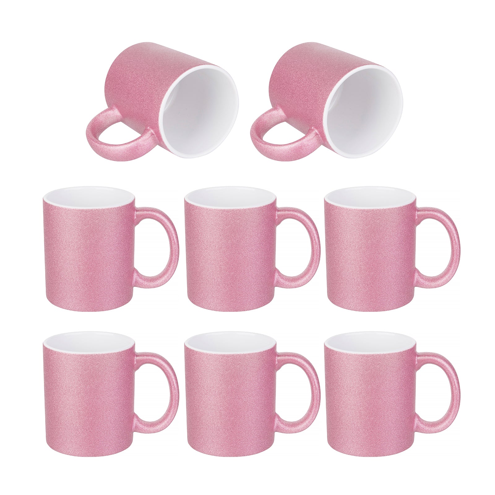 PYD Life 8 Pack Sublimation Mugs Blanks 11 oz Silver Glitter Coffee Mugs White Ceramic Photo Cups Bulk for Cricut Mug Press Print