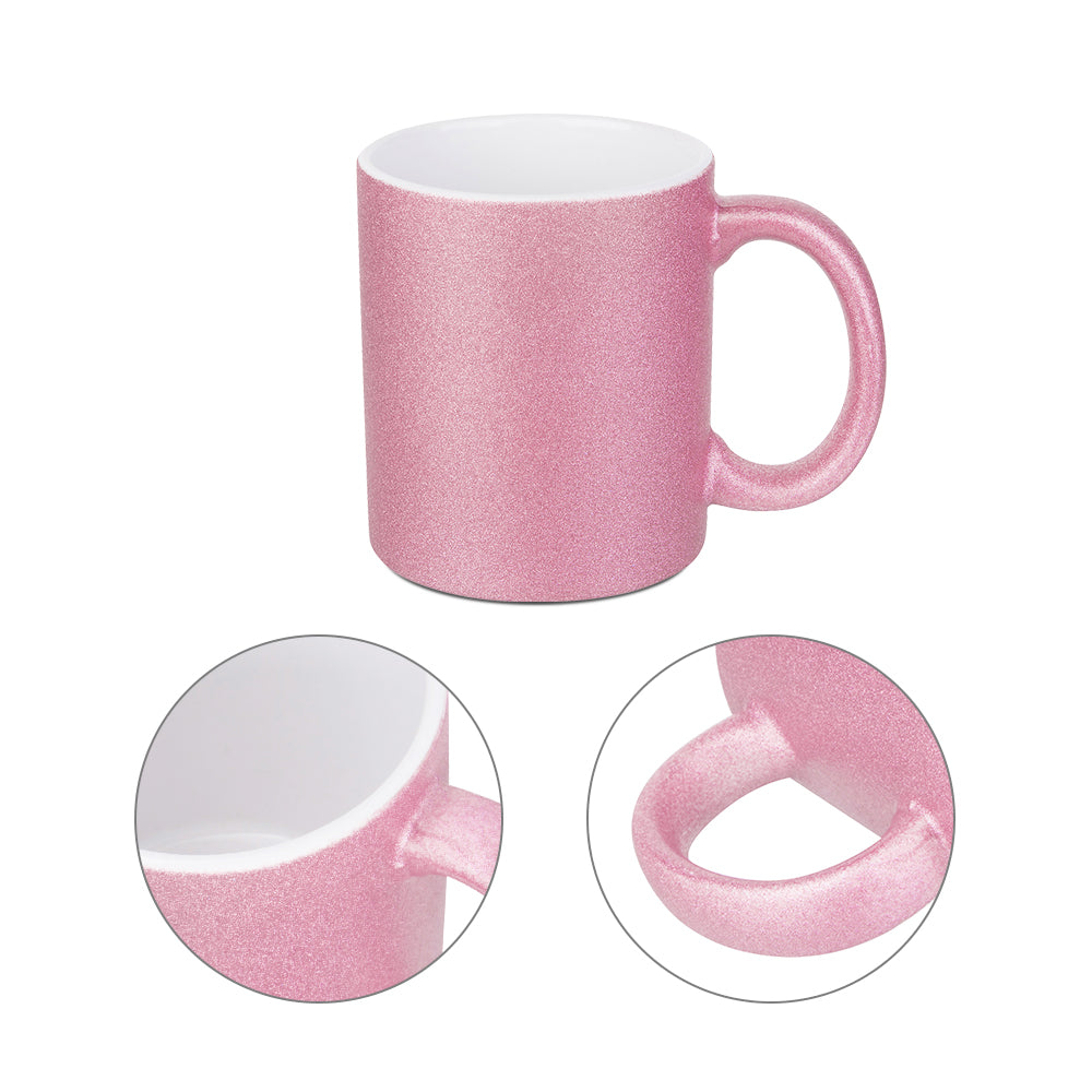 PYD Life 8 Pack Sublimation Mugs Blanks 11 OZ Silver Glitter Coffee Mugs  White Ceramic Photo Cups Bulk for Cricut Mug Press Print