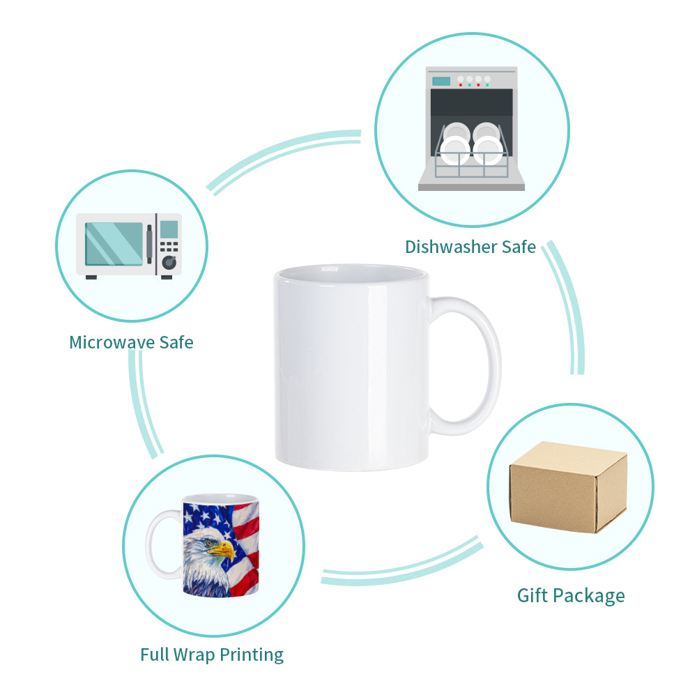 Latitude Run® Mugs, Sublmation Mugs Blank 11Oz For Vinyl, Sublimaton Coffee  Mugs With Large Handle White Coated Ceramic Cup With White Gift Box(Set Of  36)