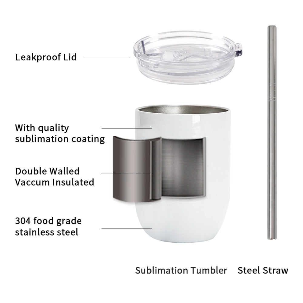 Wholesale Sublimation Wine Kids Tumblers Blanks Straight Bulk 15 OZ Glossy White with Leakproof Lid and Straw Stainless Steel for Cricut Mug Press Tumbler Heat Press
