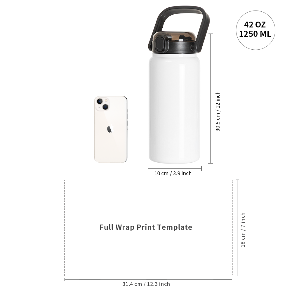 Sublimation Large Water Bottles White with Flip Lock Handle Cap and St –  PYD LIFE