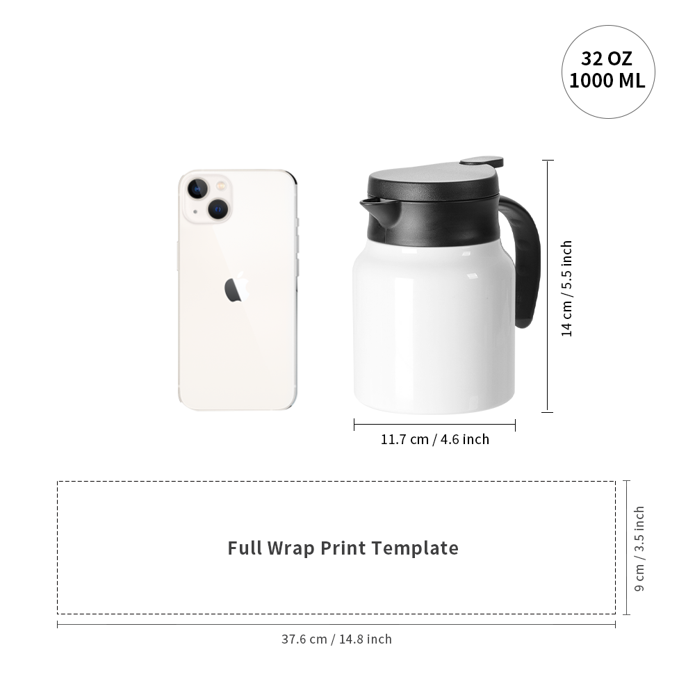 ThermalPro Sublimation Coffee Carafe 1L Double Wall Flask