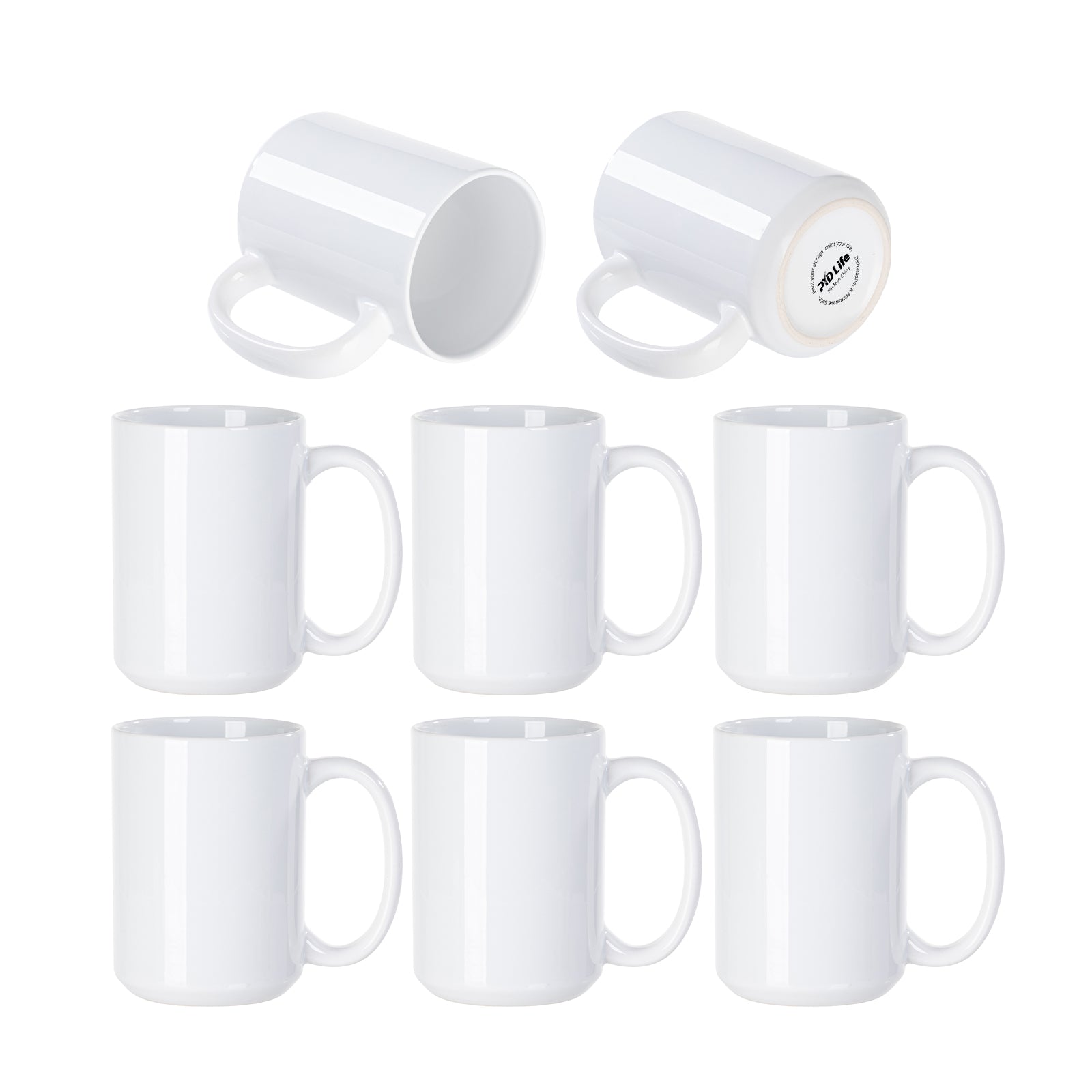 Sublimation Ceramic Coffee Mugs Black with White Patch 15 oz 8 Pack