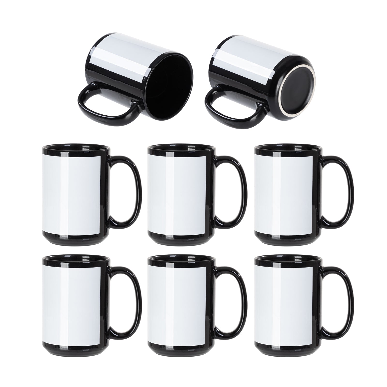 AGH 8pcs Sublimation Mugs 15 oz Blank Bulk, 15oz Sublimation Coffee Mug,  White Ceramic Plain Mug Cups for Sublimation with Stainless Steel Spoon for