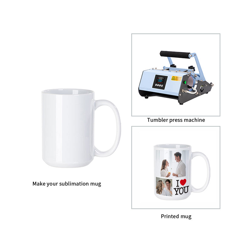 Wholesale 15 OZ Sublimation Mugs Ceramic Coffee Photo Mugs Bulk 24 Pack & 48 Pack & 144 Pack
