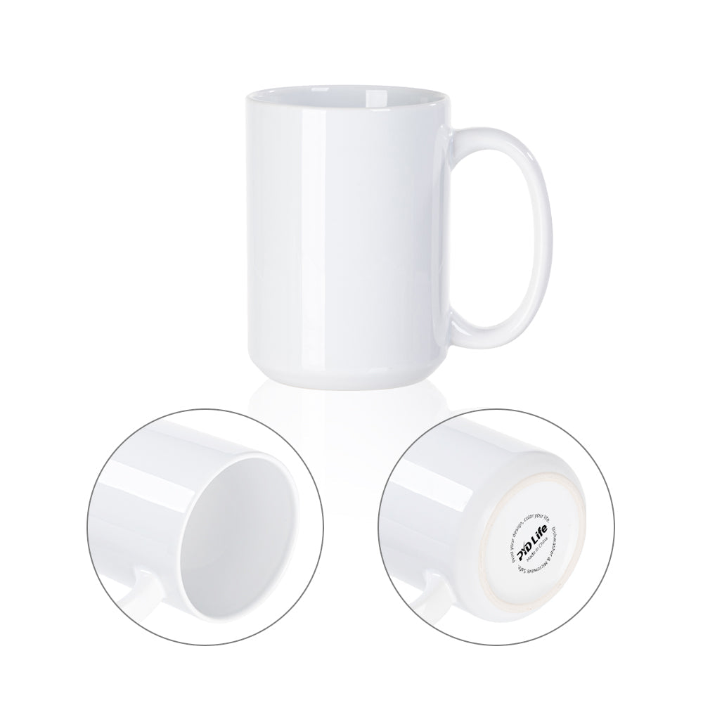 15oz. White Sublimation Mug (Coffee Cup) w/ Pearl Coating, case of 24 -  USCutter