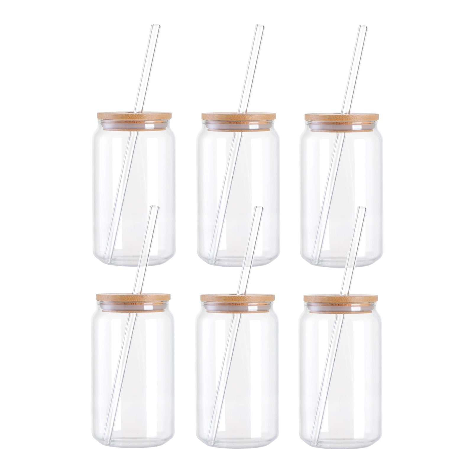 Sublimation Glass Beer Can Frosted White or Clear with Bamboo Lid and Glass  Straw 18 OZ 6 Pack – PYD LIFE