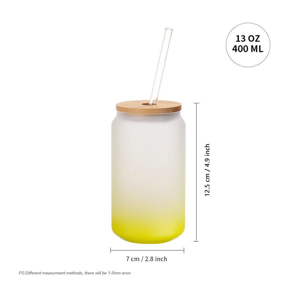 PYD Life Sublimation Glass Cans Blanks Frosted 13 OZ with Bamboo Lid and  Clear Glass Straw Wide Mout…See more PYD Life Sublimation Glass Cans Blanks