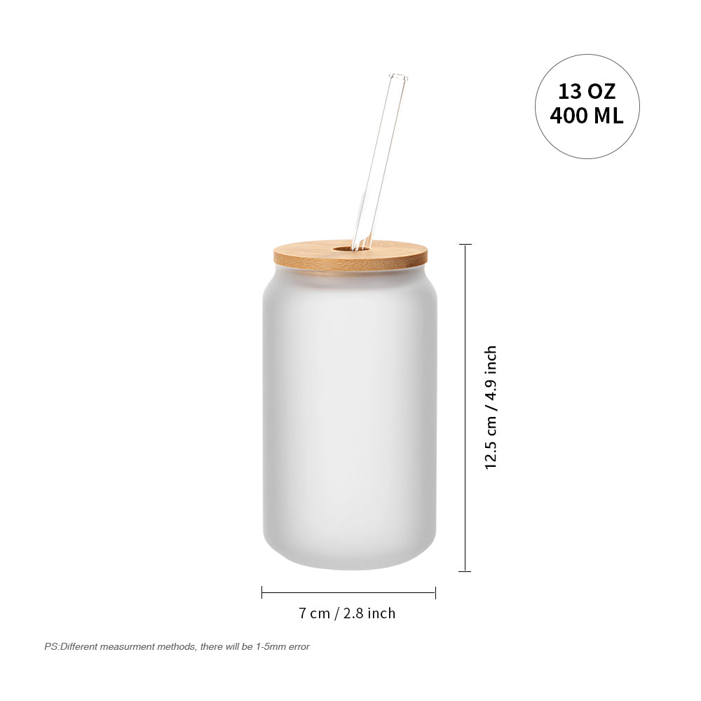 Bamboo Lid & Glass Straw for Glass Soda Beer Can