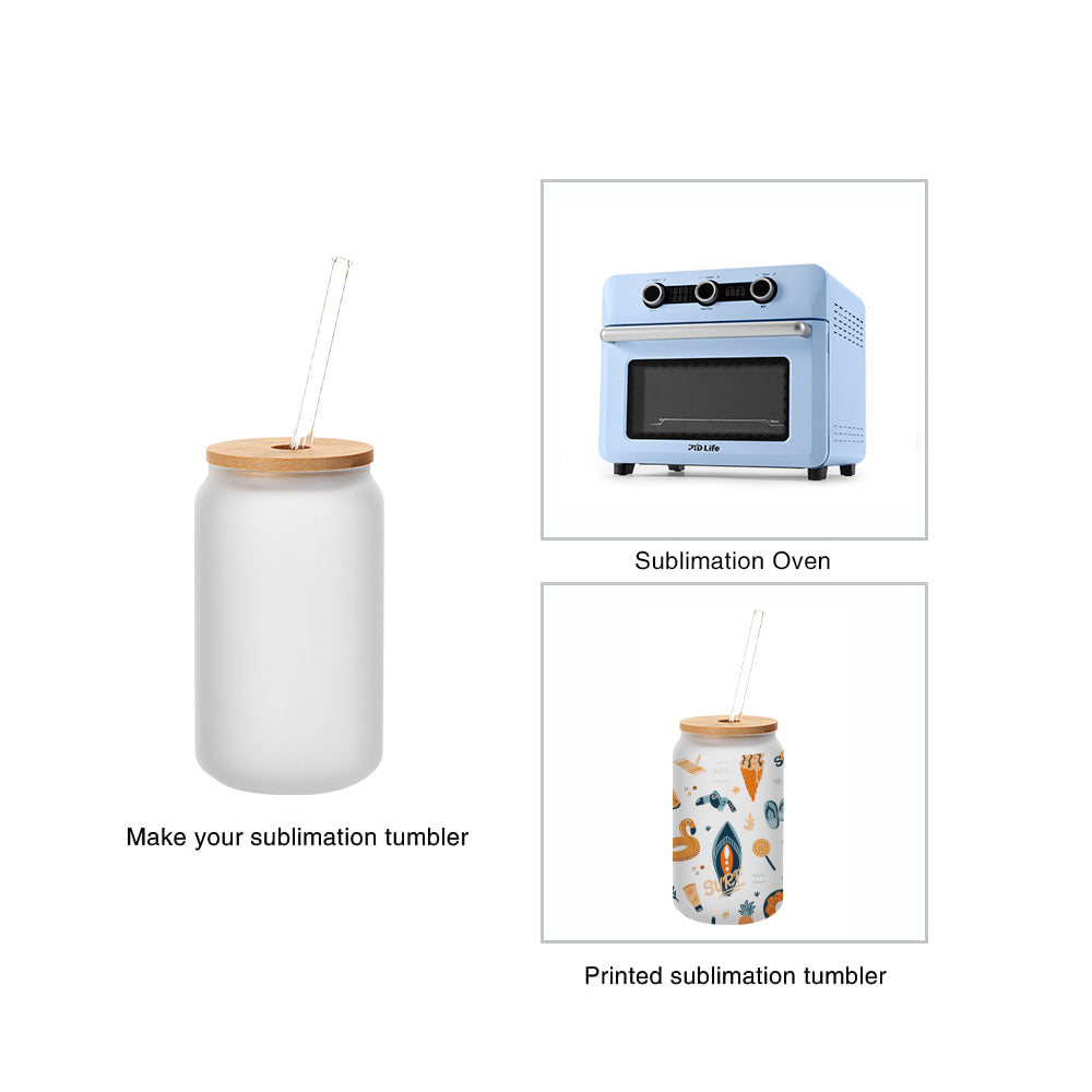 16-20 oz Sublimation Glass Cans| Beer Cans with Bamboo Lid Glass Straw