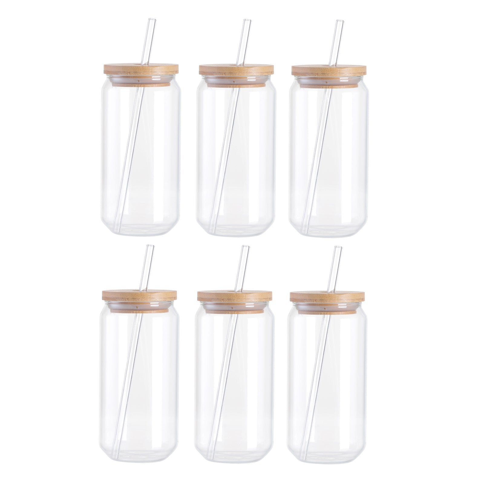 PYD Life Sublimation Blanks Glass Can Bulk Buy Sparkling Rainbow White 18 oz with Bamboo Lid and Glass Straw 18oz / White / Glass