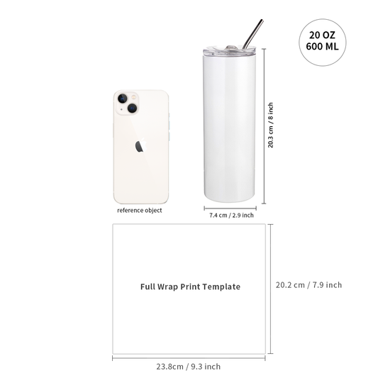 Wholesale Sublimation Tumblers 20 OZ Bulk White with Shrink Wrap Film, with Lid and Straw 8 Pack & 24 Pack & 48 Pack