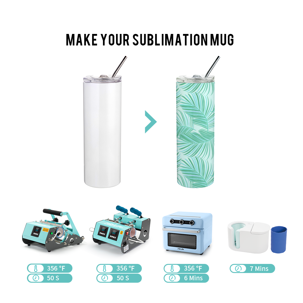Sublimation Skinny Straight Tumbler White With Metal Straw, Slide Lid ...
